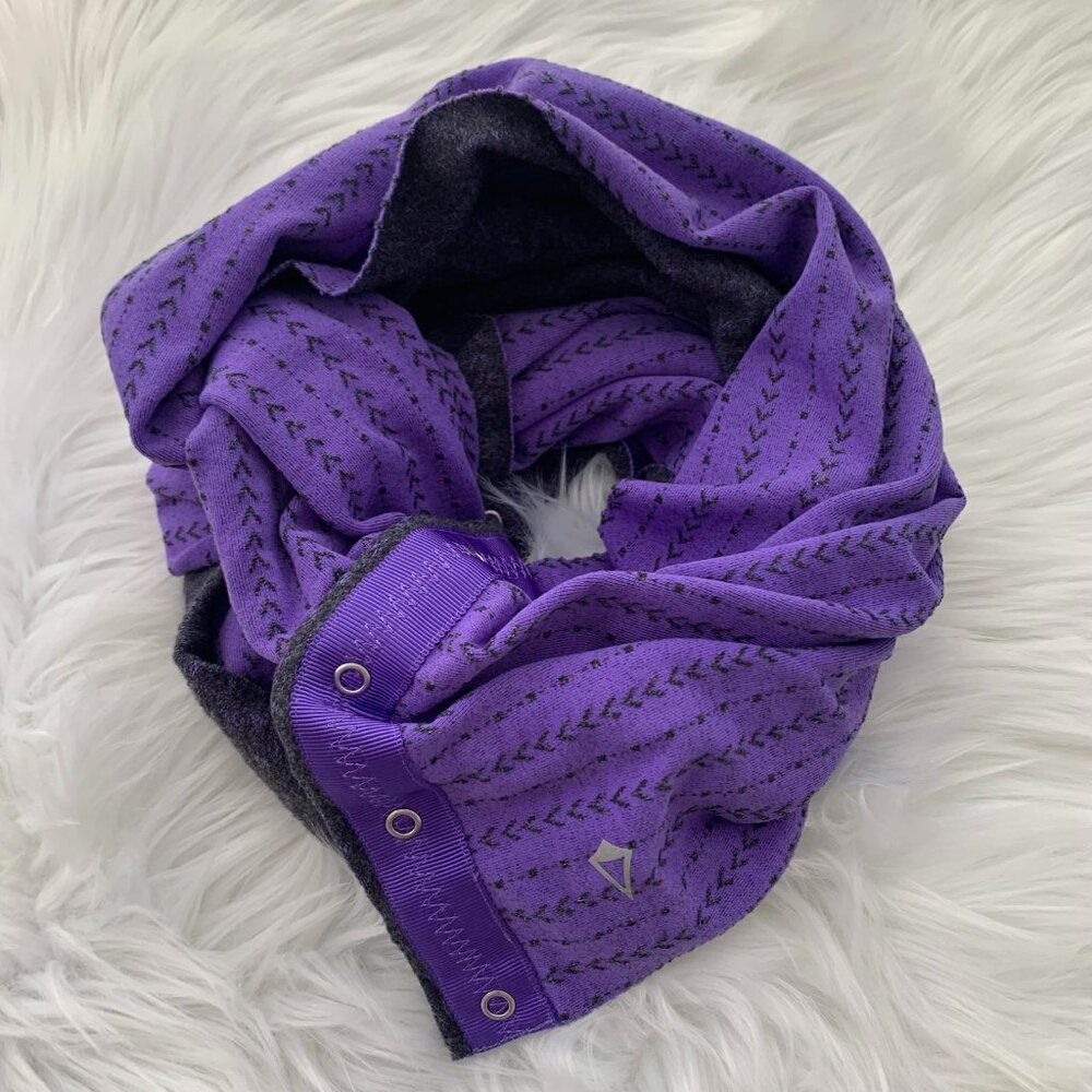 ivivva - Purple gray chevron knit vinyasa snap infinity scarf